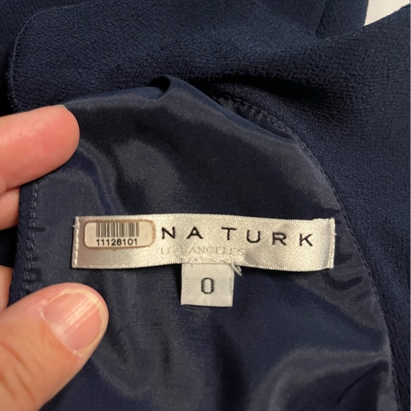 EUC Trina Turk- Navy Blue Halter Ruffle Dress. Size 0. - Picture 3 of 5